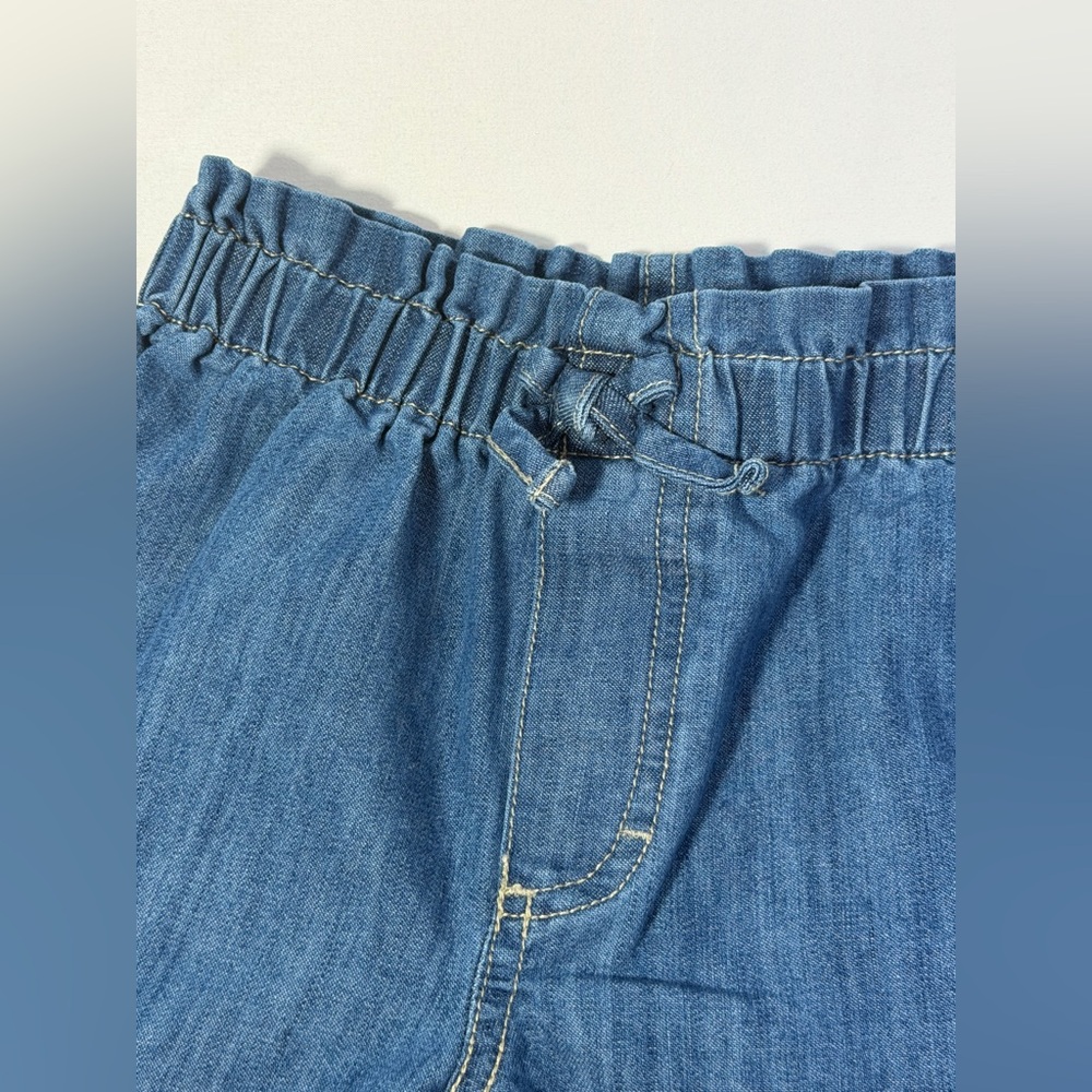 Calvin Klein Girls 4T Denim Cargo Pants Elastic Waist Wide Leg Blue Jeans - Picture 5 of 10